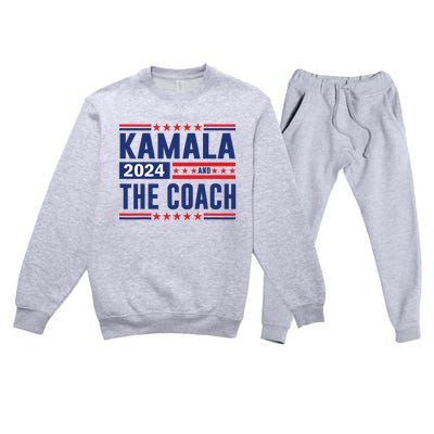 Kamala And The Coach 2024 Election Kamala Harris Tim Waltz Premium Crewneck Sweatsuit Set