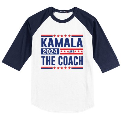 Kamala And The Coach 2024 Election Kamala Harris Tim Waltz Baseball Sleeve Shirt