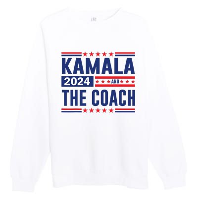 Kamala And The Coach 2024 Election Kamala Harris Tim Waltz Premium Crewneck Sweatshirt