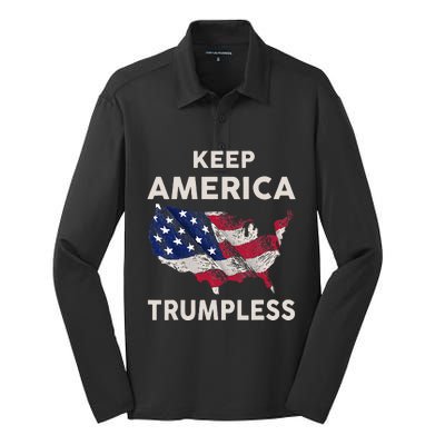 Keep America Trumpless Silk Touch Performance Long Sleeve Polo