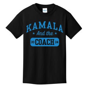 Kamala And The Coach Baseball Font Harris Walz Waltz 2024 Kids T-Shirt