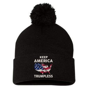 Keep America Trumpless Pom Pom 12in Knit Beanie