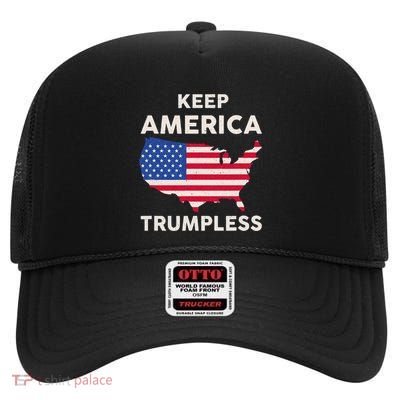 Keep America Trumpless High Crown Mesh Back Trucker Hat