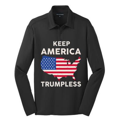 Keep America Trumpless Silk Touch Performance Long Sleeve Polo