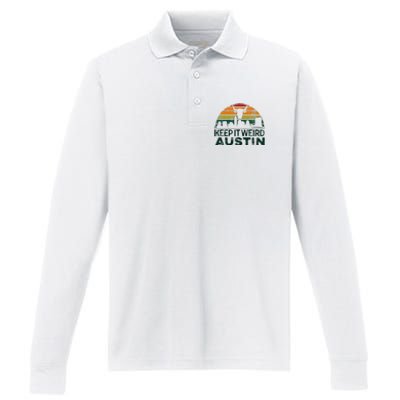 Keep Austin Texas Weird For Austinite Performance Long Sleeve Polo