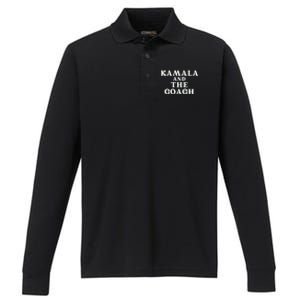 Kamala And The Coach For Kamala Harris Tim Walz 2024 Performance Long Sleeve Polo