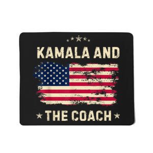 Kamala And The Coach 2024 Harris Walz Waltz Usa Flag Mousepad