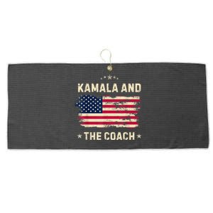 Kamala And The Coach 2024 Harris Walz Waltz Usa Flag Large Microfiber Waffle Golf Towel