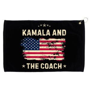 Kamala And The Coach 2024 Harris Walz Waltz Usa Flag Grommeted Golf Towel