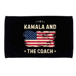 Kamala And The Coach 2024 Harris Walz Waltz Usa Flag Microfiber Hand Towel