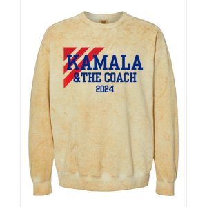 Kamala And The Coach 2024 Kamala Harris Tim Walz Colorblast Crewneck Sweatshirt