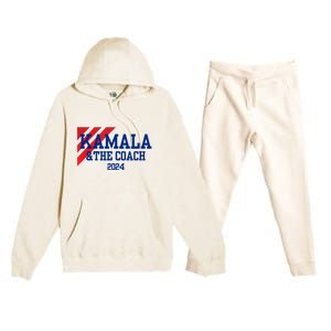 Kamala And The Coach 2024 Kamala Harris Tim Walz Premium Hooded Sweatsuit Set