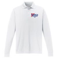 Kamala And The Coach 2024 Kamala Harris Tim Walz Performance Long Sleeve Polo