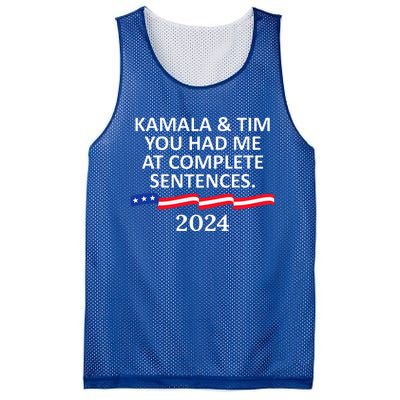 Kamala And Tim You Had Me At Complete Sentences Mesh Reversible Basketball Jersey Tank