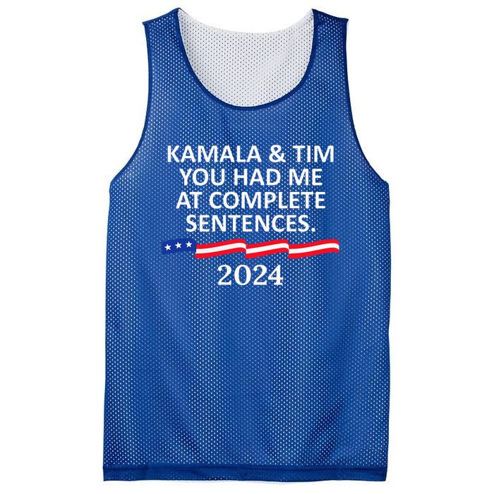 Kamala And Tim You Had Me At Complete Sentences Mesh Reversible Basketball Jersey Tank