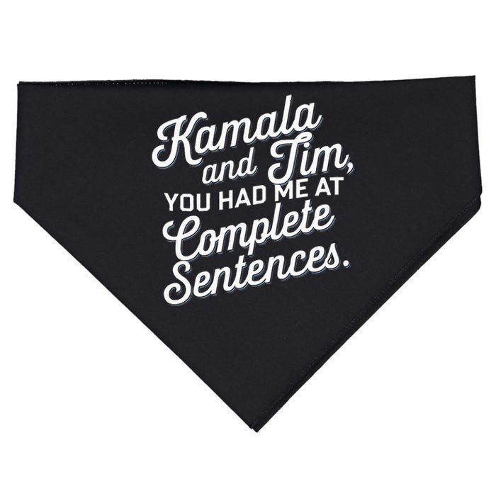 Kamala And Tim You Had Me At Complete Sentences USA-Made Doggie Bandana