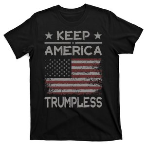 Keep America Trumpless Anti Trump Distressed American Flag T-Shirt