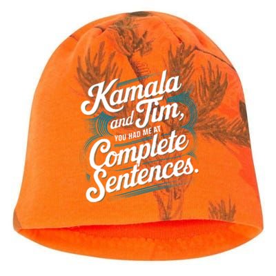 Kamala And Tim You Had Me At Complete Sentences Kati - Camo Knit Beanie