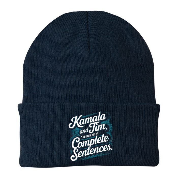 Kamala And Tim You Had Me At Complete Sentences Knit Cap Winter Beanie