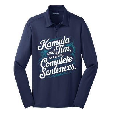 Kamala And Tim You Had Me At Complete Sentences Silk Touch Performance Long Sleeve Polo