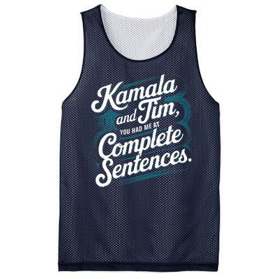 Kamala And Tim You Had Me At Complete Sentences Mesh Reversible Basketball Jersey Tank