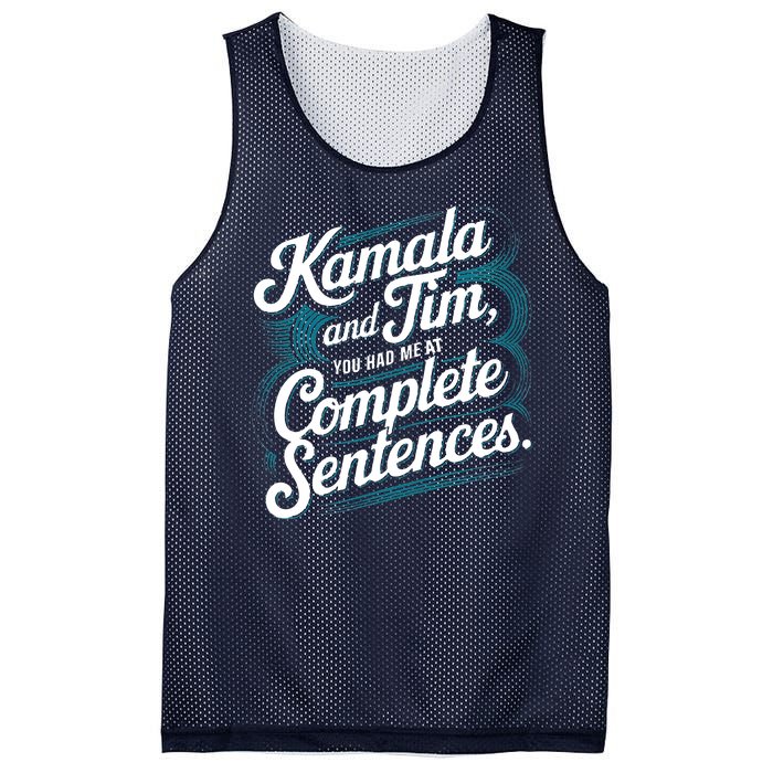 Kamala And Tim You Had Me At Complete Sentences Mesh Reversible Basketball Jersey Tank