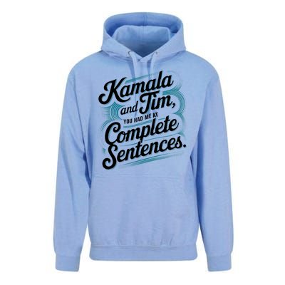 Kamala And Tim You Had Me At Complete Sentences Unisex Surf Hoodie