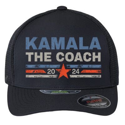 Kamala And The Coach 2024 Election Kamala Harris Tim Waltz Flexfit Unipanel Trucker Cap