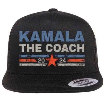 Kamala And The Coach 2024 Election Kamala Harris Tim Waltz Flat Bill Trucker Hat