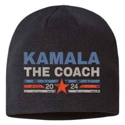 Kamala And The Coach 2024 Election Kamala Harris Tim Waltz Sustainable Beanie