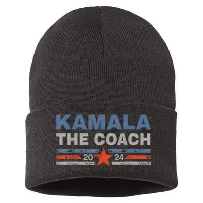 Kamala And The Coach 2024 Election Kamala Harris Tim Waltz Sustainable Knit Beanie