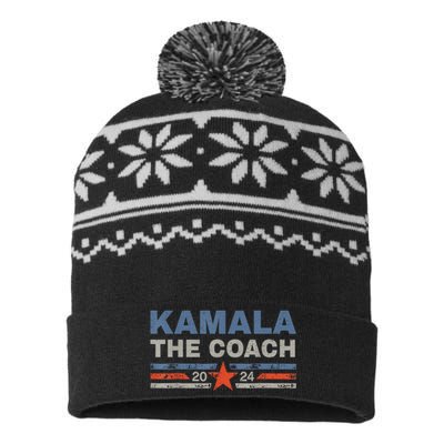 Kamala And The Coach 2024 Election Kamala Harris Tim Waltz USA-Made Snowflake Beanie