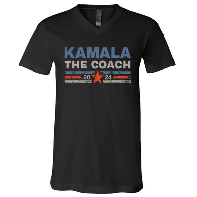 Kamala And The Coach 2024 Election Kamala Harris Tim Waltz V-Neck T-Shirt