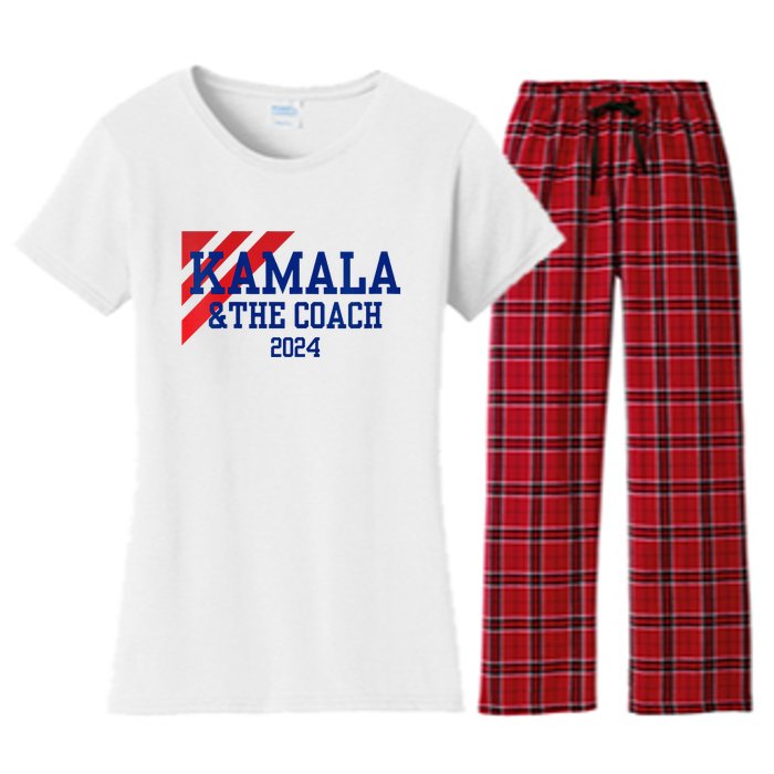 Kamala And The Coach 2024 Kamala Harris Tim Walz Women's Flannel Pajama Set