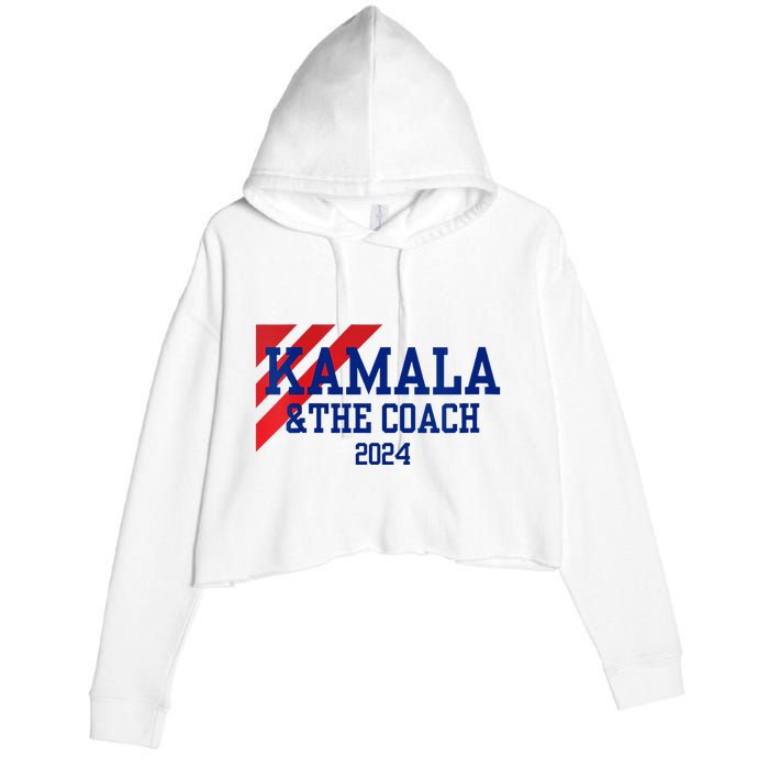 Kamala And The Coach 2024 Kamala Harris Tim Walz Crop Fleece Hoodie