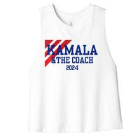 Kamala And The Coach 2024 Kamala Harris Tim Walz Women's Racerback Cropped Tank