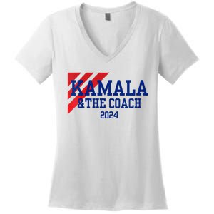 Kamala And The Coach 2024 Kamala Harris Tim Walz Women's V-Neck T-Shirt