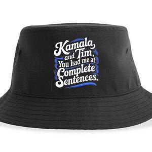 Kamala And Tim You Had Me At Complete Sentences Sustainable Bucket Hat