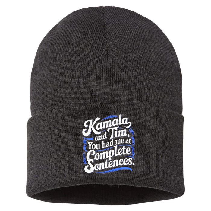 Kamala And Tim You Had Me At Complete Sentences Sustainable Knit Beanie