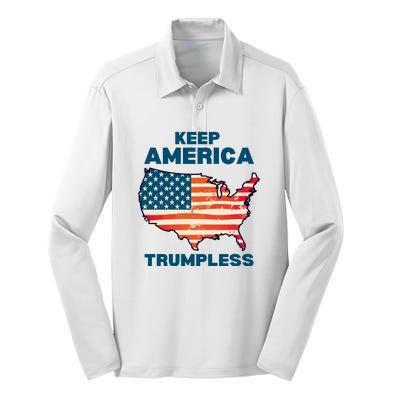 Keep America Trumpless Silk Touch Performance Long Sleeve Polo