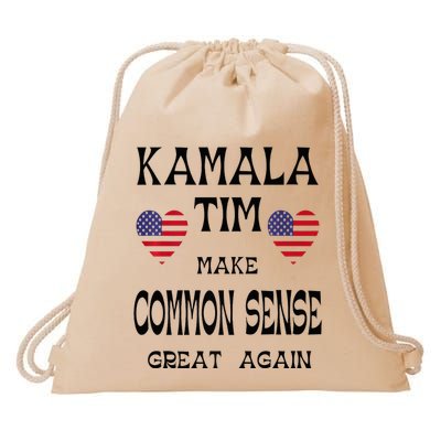 Kamala And Tim Make Common Sense Great Again Premium Drawstring Bag