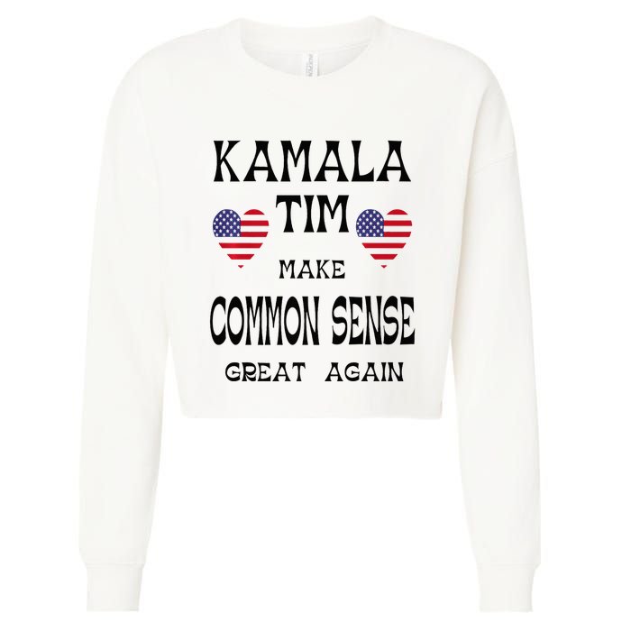 Kamala And Tim Make Common Sense Great Again Premium Cropped Pullover Crew