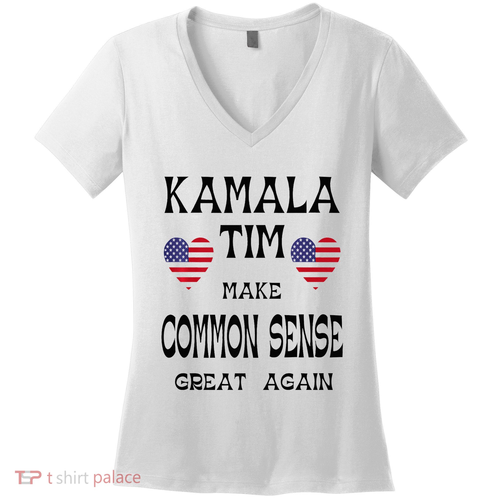 Kamala And Tim Make Common Sense Great Again Premium Women's V-Neck T-Shirt