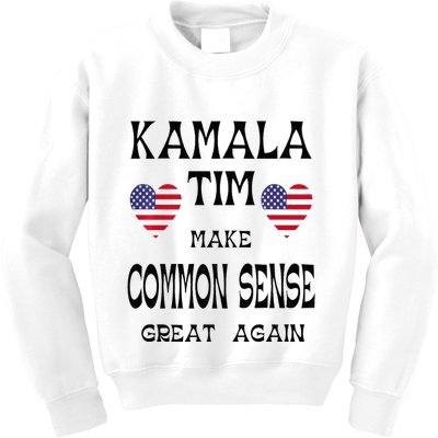 Kamala And Tim Make Common Sense Great Again Premium Kids Sweatshirt