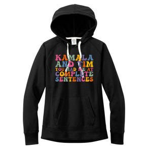 Kamala And Tim You Had Me At Complete Sentences Retro Groovy Women's Fleece Hoodie