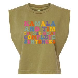 Kamala And Tim You Had Me At Complete Sentences Retro Groovy Garment-Dyed Women's Muscle Tee