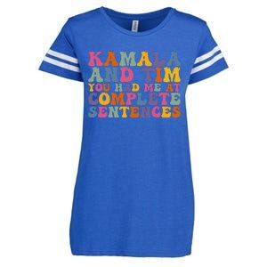 Kamala And Tim You Had Me At Complete Sentences Retro Groovy Enza Ladies Jersey Football T-Shirt