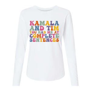 Kamala And Tim You Had Me At Complete Sentences Retro Groovy Womens Cotton Relaxed Long Sleeve T-Shirt