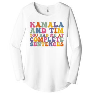 Kamala And Tim You Had Me At Complete Sentences Retro Groovy Women's Perfect Tri Tunic Long Sleeve Shirt