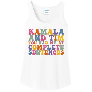 Kamala And Tim You Had Me At Complete Sentences Retro Groovy Ladies Essential Tank